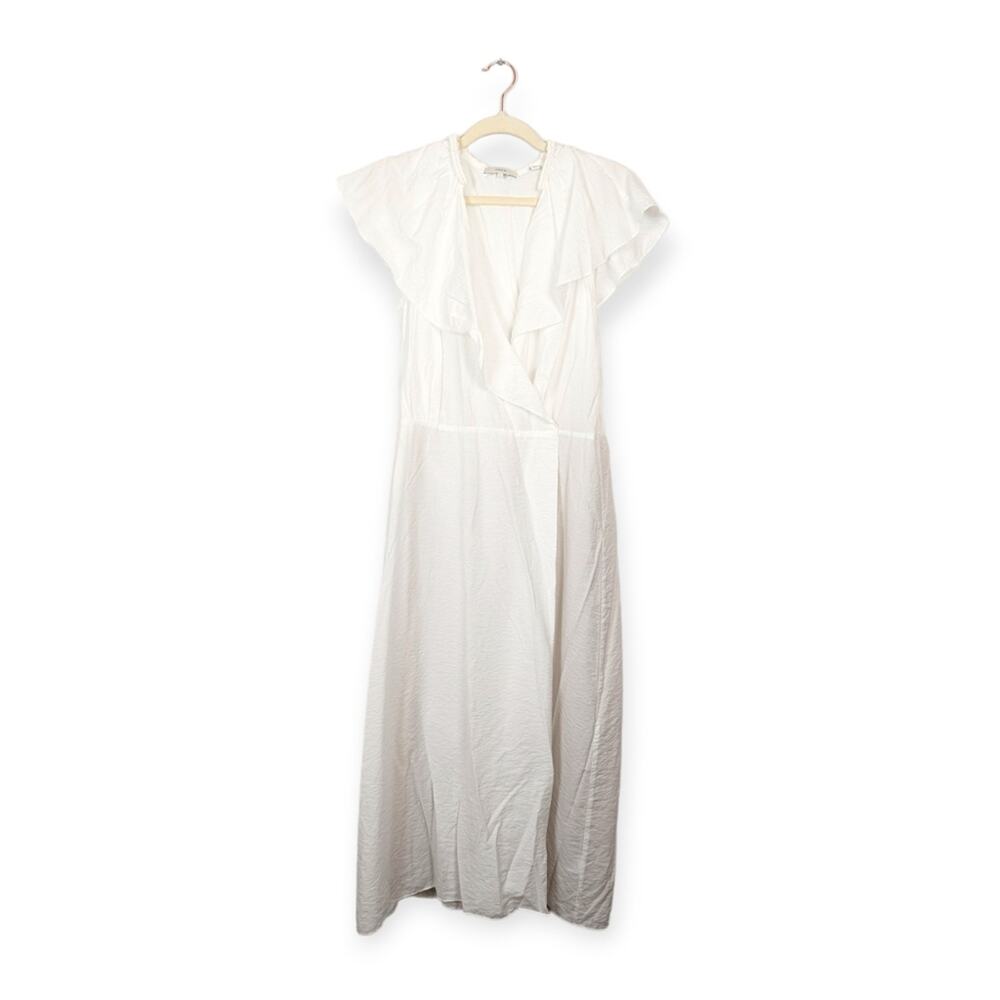 NWT Vince White Flutter Sleeve Feminine Wrap Braided Dress